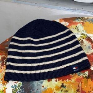 Tommy Hilfiger Striped Navy Ski Hat